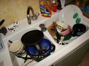 vaisselle dans evier
